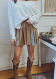 Rome boho floral panel skirt (tan)