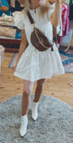 Aruba ruffle sleeved woven dress (cream)