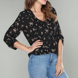 Trinity Crossover Printed Blouse (black) - Mint Boutique