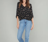 Trinity Crossover Printed Blouse (black) - Mint Boutique