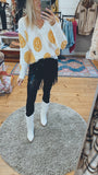 Happy v neck smiley sweater (ivory)