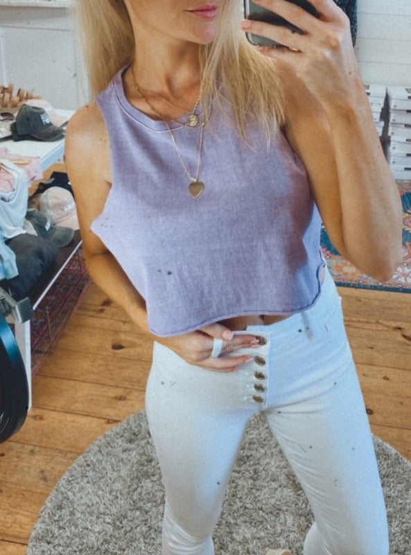 Blank Paige muscle crop tank (purple)