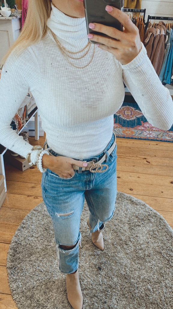 Stay Sweet turtleneck sweater bodysuit (ivory)