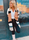 In the Mix colorblock oversized cardigan (black/tan)