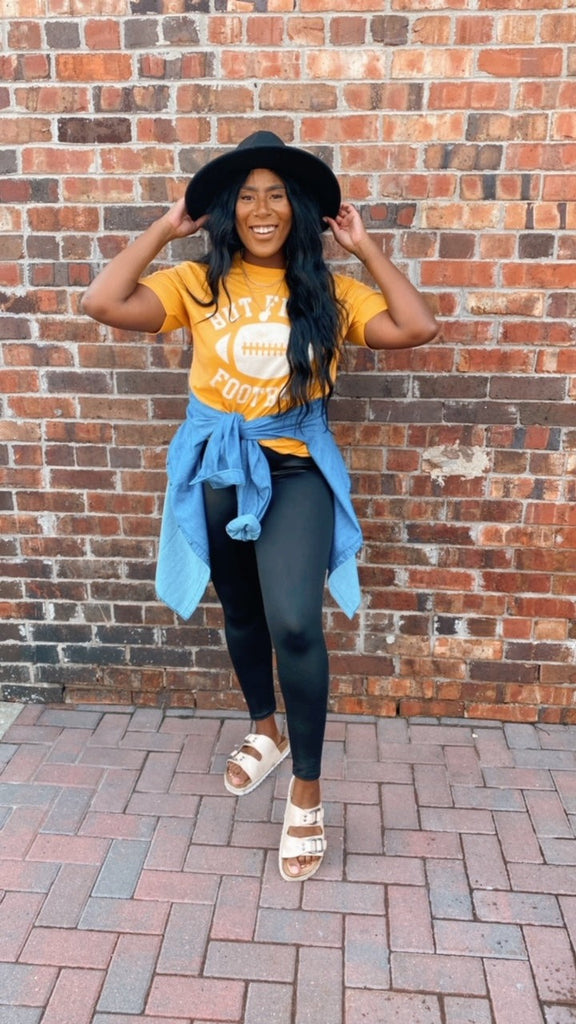 But First Football Graphic Tee (mustard)