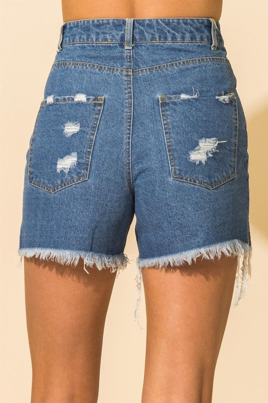 Pamela vintage high rise frayed shorts (denim)