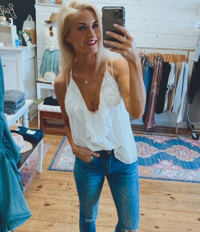 Palo Verdes chiffon flowy tank (ivory)