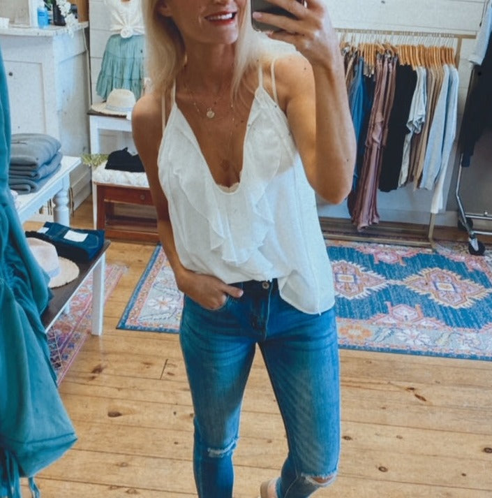 Palo Verdes chiffon flowy tank (ivory)