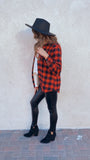 Cullen fleece lined flannel shacket (red/black)