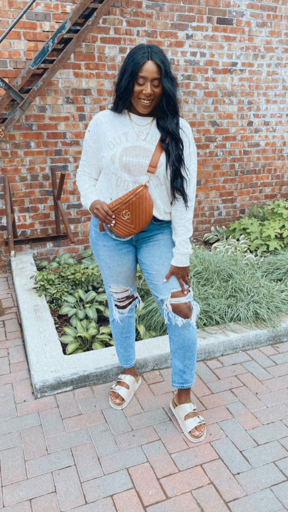 But First Football Graphic Sweatshirt (ivory)
