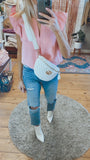Delilah flutter sleeve woven blouse (light pink)