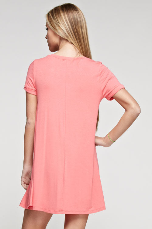 Clover short sleeve tunic Dress (coral)