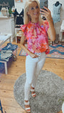Love Language ruffle blouse (fuschia)