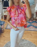 Love Language ruffle blouse (fuschia)