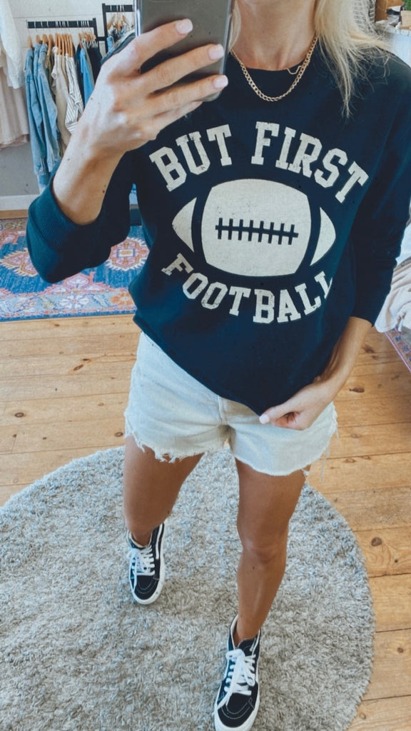 But First Football Graphic Sweatshirt (black)