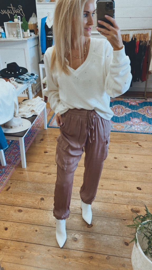 Cabo satin jogger (dusty mauve)