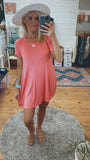 Clover short sleeve tunic Dress (coral)