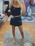 Reckless vegan leather skort (black)