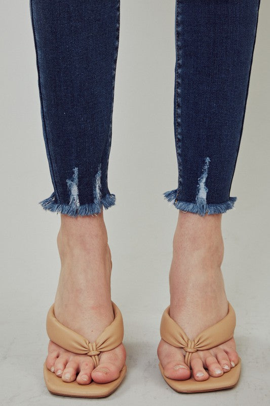 KanCan Gemma High Rise distressed Ankle Skinny Jean (dark denim)