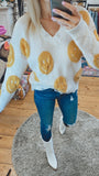 Happy v neck smiley sweater (ivory)