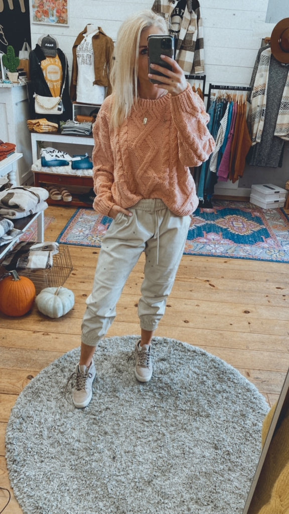 Faith ultra soft cable knit sweater (blush)