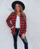 Cullen fleece lined flannel shacket (red/black)
