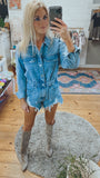 Briella distressed denim romper (vintage blue)