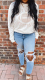 But First Football Graphic Sweatshirt (ivory)