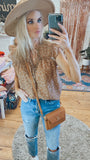 Arwen short sleeve floral ruffle blouse (camel)