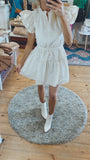 Aruba ruffle sleeved woven dress (cream)