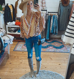 Zoey boho aztec puff sleeve bodysuit