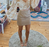 Kristen pinch pleat pencil skirt (beige)