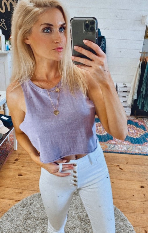 Blank Paige muscle crop tank (purple)