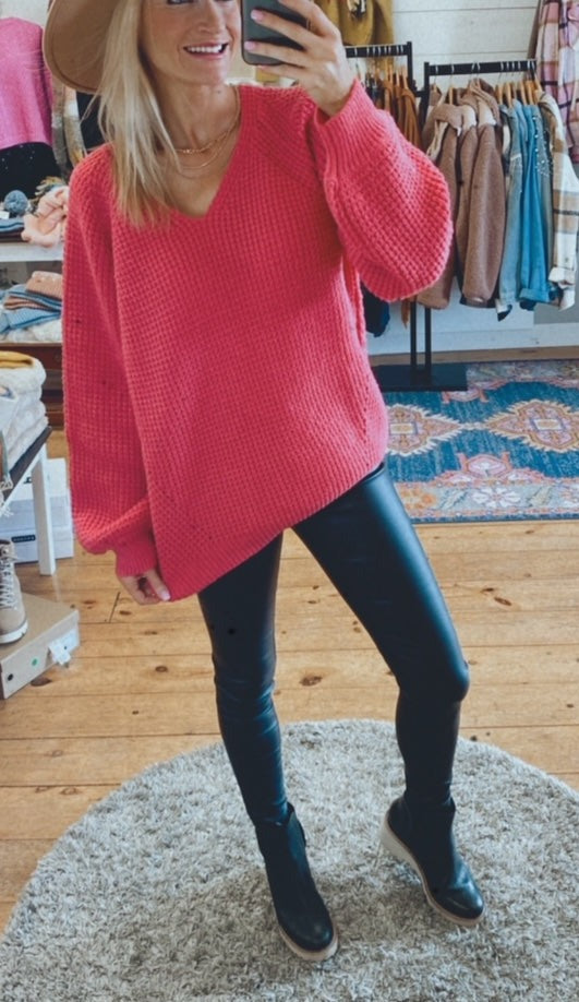 Sweet Kiss chunky sweater (bright pink)