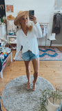Gretta waffle weave top/cardigan (white)