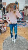 Jen puff sleeve fuzzy sweater (light pink)
