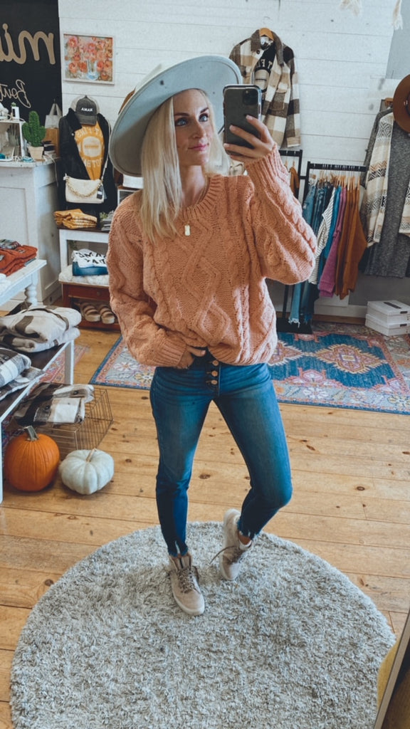 Faith ultra soft cable knit sweater (blush)