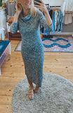 Jolie cowl neck soft knit midi dress (charcoal)