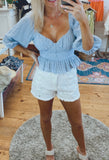 Audrey Peplum Smocked Top