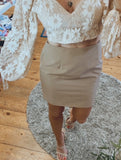 Kristen pinch pleat pencil skirt (beige)