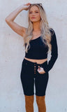 Cast a Spell Seamless one Shoulder Crop Top (black)