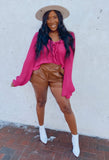 Romy ruffle front sweater (magenta berry)