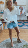 Gretta waffle weave top/cardigan (white)
