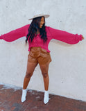 Romy ruffle front sweater (magenta berry)