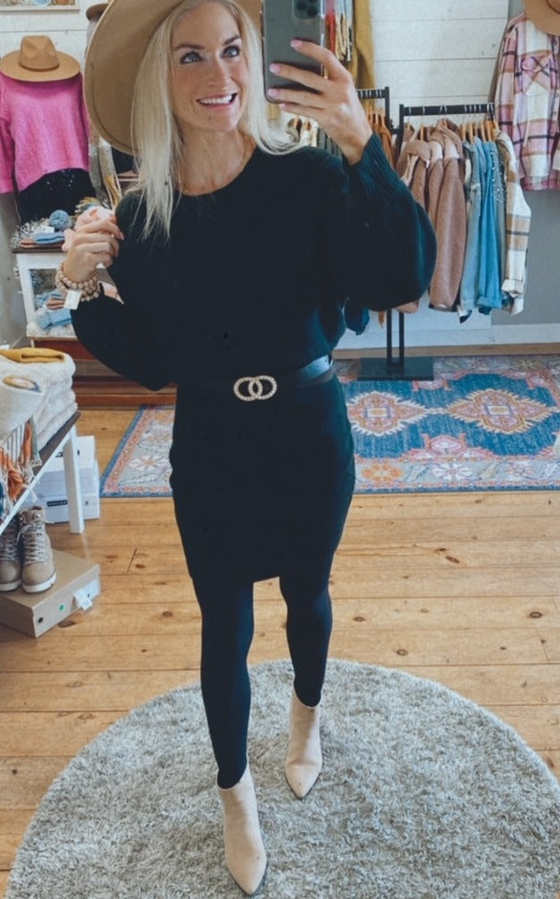 Westwood ribbed dolman sweater dress (black)
