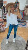 Popsugar super soft LS one shoulder top (white)