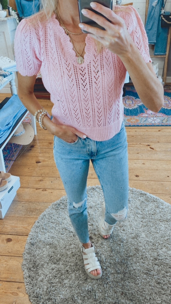 Blossom delicate knit sweater (pink)