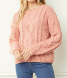 Faith ultra soft cable knit sweater (blush)