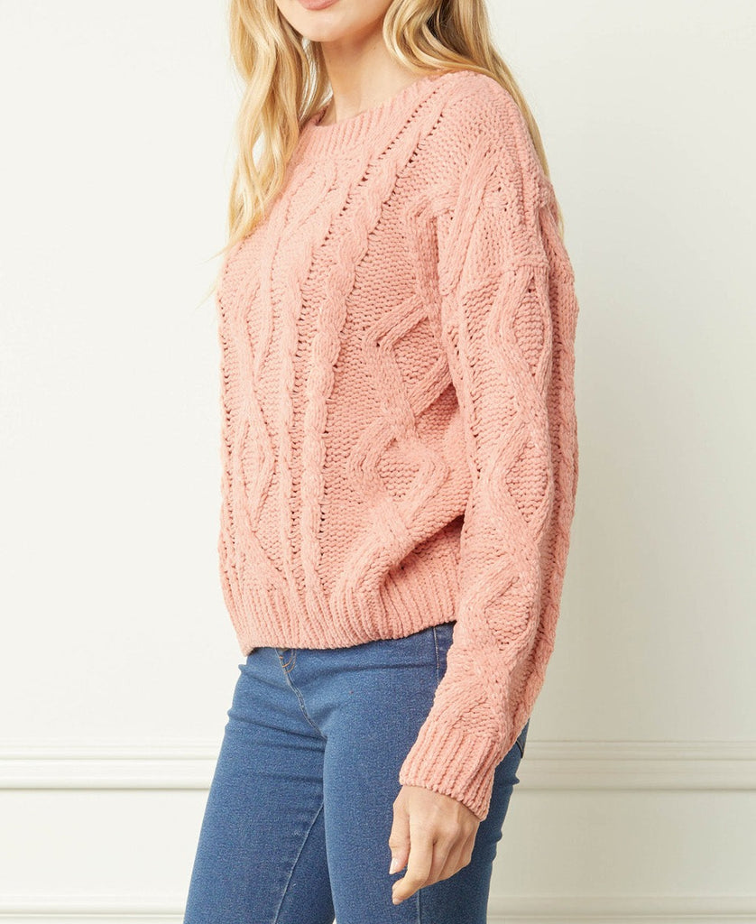 Faith ultra soft cable knit sweater (blush)