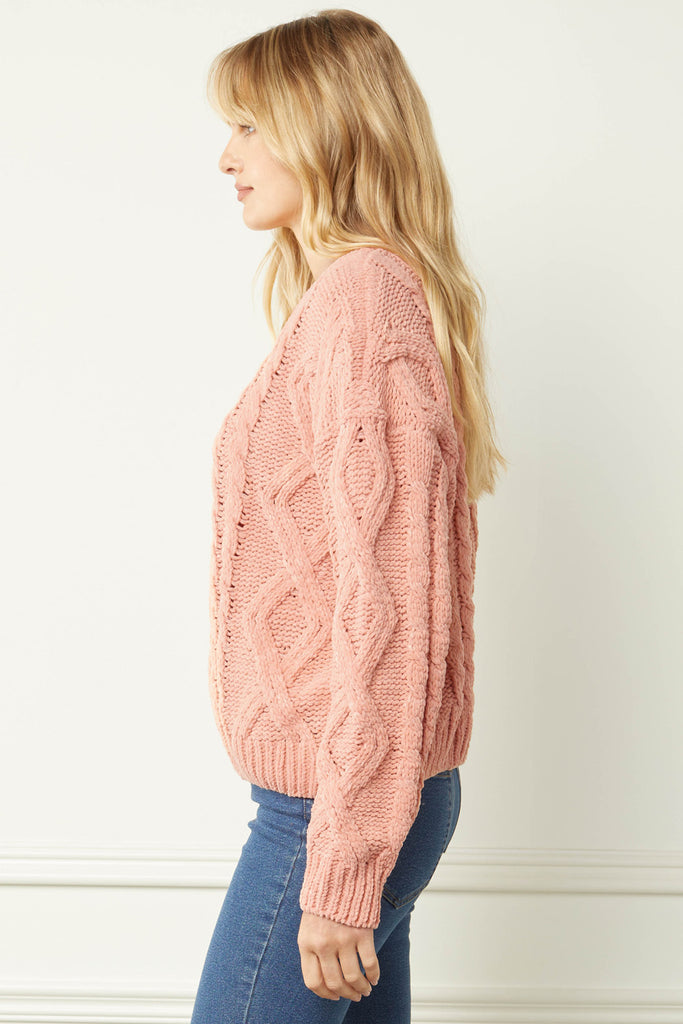 Faith ultra soft cable knit sweater (blush)